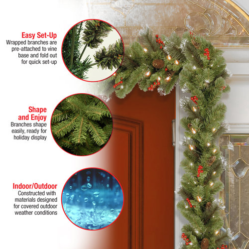 National Tree Company 9ft. Crestwood Spruce Garland with Clear Lights